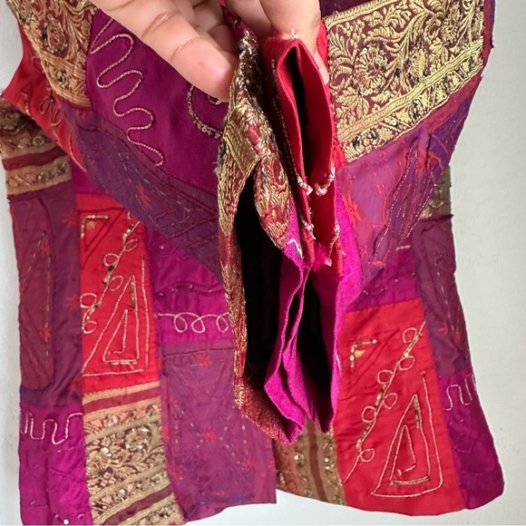 Vintage Chico's Patchwork Embroidered Beaded Embroidery Jacket Size: 1 - Picture 10 of 13